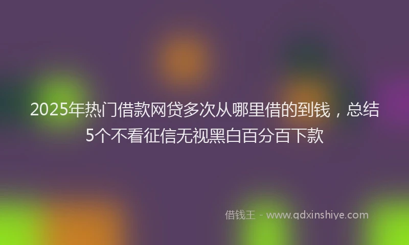 2025年热门借款网贷多次从哪里借的到钱，总结5个不看征信无视黑白百分百下款