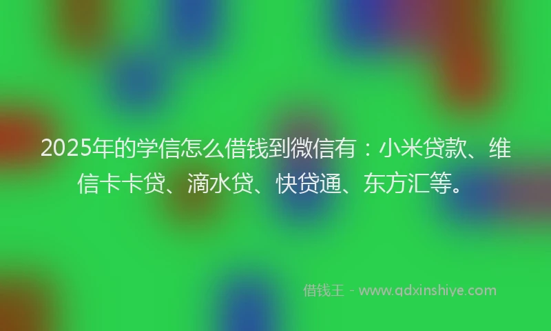 2025年的学信怎么借钱到微信有：小米贷款、维信卡卡贷、滴水贷、快贷通、东方汇等。
