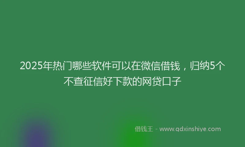 2025年热门哪些软件可以在微信借钱，归纳5个不查征信好下款的网贷口子