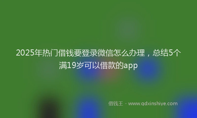 2025年热门借钱要登录微信怎么办理，总结5个满19岁可以借款的app