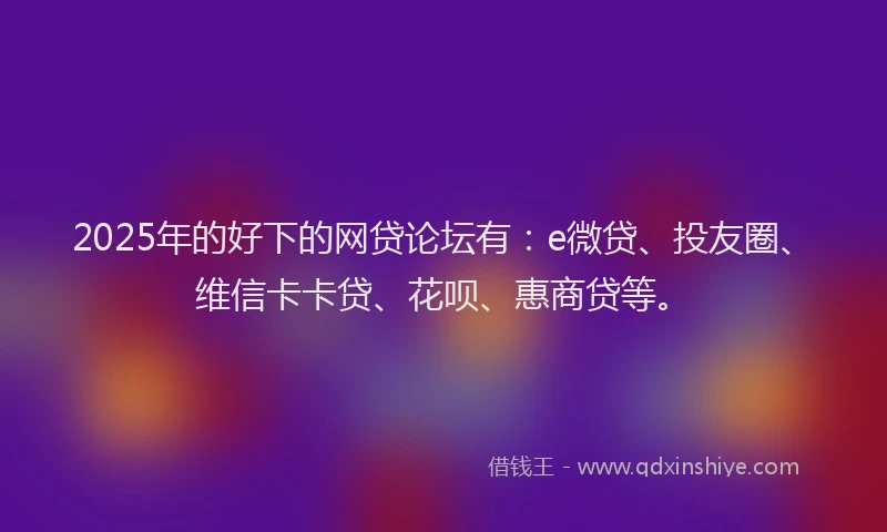 2025年的好下的网贷论坛有：e微贷、投友圈、维信卡卡贷、花呗、惠商贷等。