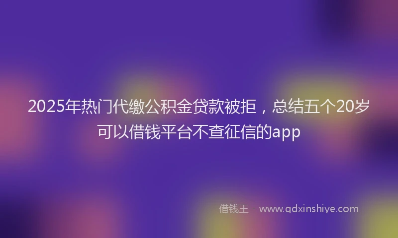2025年热门代缴公积金贷款被拒，总结五个20岁可以借钱平台不查征信的app