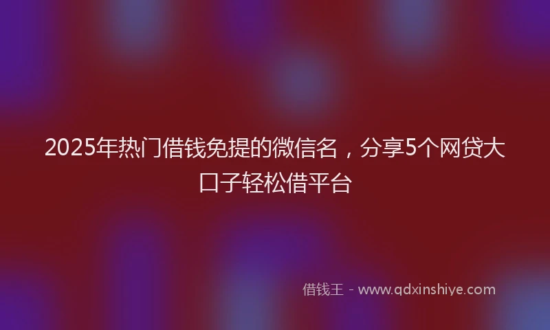 2025年热门借钱免提的微信名，分享5个网贷大口子轻松借平台