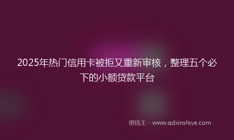 2025年热门信用卡被拒又重新审核，整理五个必下的小额贷款平台