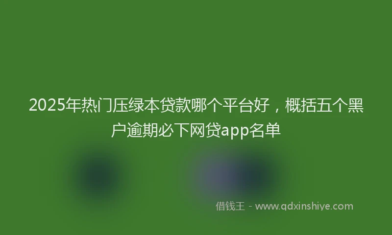 2025年热门压绿本贷款哪个平台好，概括五个黑户逾期必下网贷app名单