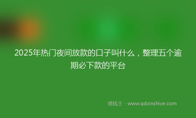 2025年热门夜间放款的口子叫什么，整理五个逾期必下款的平台