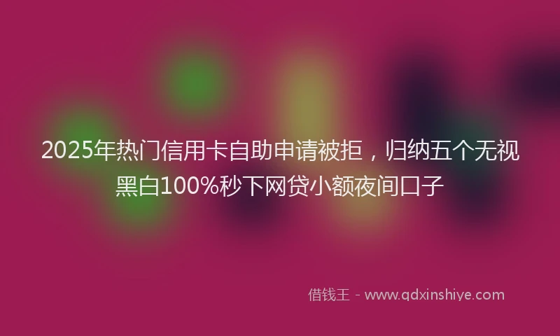 2025年热门信用卡自助申请被拒，归纳五个无视黑白100%秒下网贷小额夜间口子