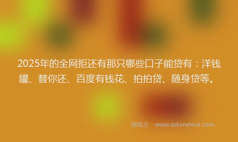 2025年的全网拒还有那只哪些口子能贷有：洋钱罐、替你还、百度有钱花、拍拍贷、随身贷等。