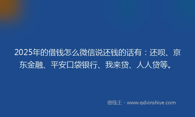 2025年的借钱怎么微信说还钱的话有：还呗、京东金融、平安口袋银行、我来贷、人人贷等。