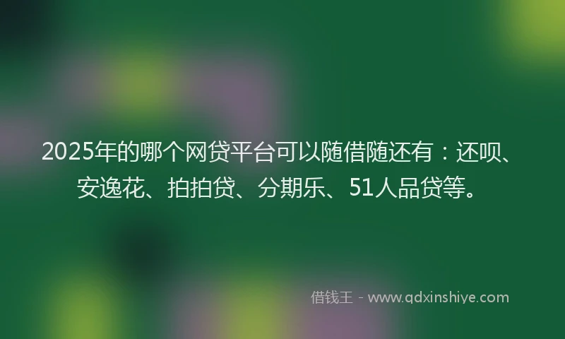 2025年的哪个网贷平台可以随借随还有：还呗、安逸花、拍拍贷、分期乐、51人品贷等。