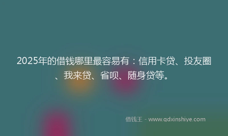 2025年的借钱哪里最容易有：信用卡贷、投友圈、我来贷、省呗、随身贷等。
