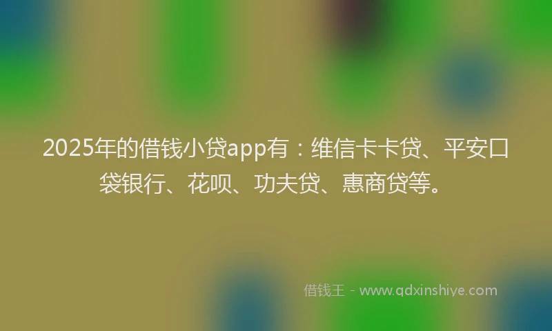 2025年的借钱小贷app有：维信卡卡贷、平安口袋银行、花呗、功夫贷、惠商贷等。