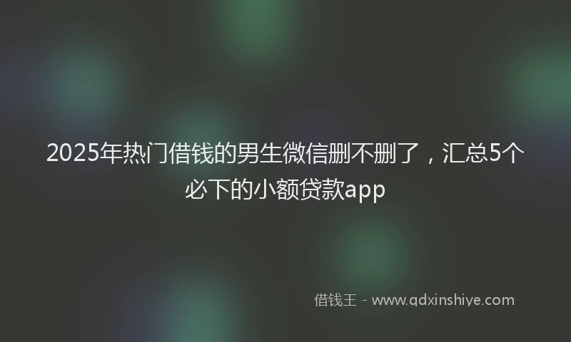 2025年热门借钱的男生微信删不删了，汇总5个必下的小额贷款app