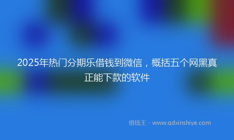 2025年热门分期乐借钱到微信，概括五个网黑真正能下款的软件