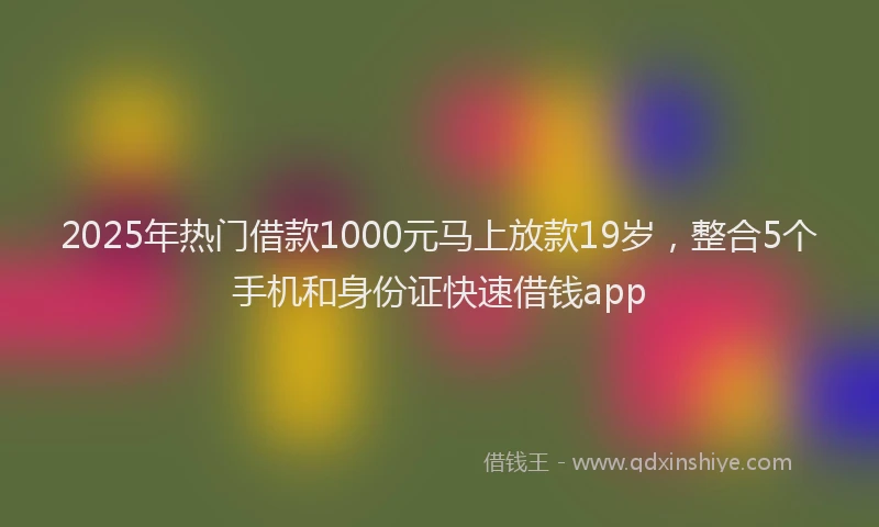 2025年热门借款1000元马上放款19岁，整合5个手机和身份证快速借钱app