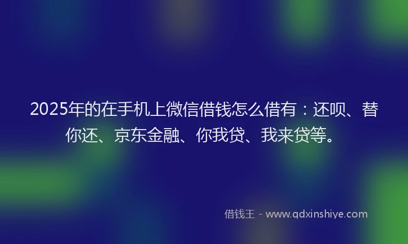 2025年的在手机上微信借钱怎么借有：还呗、替你还、京东金融、你我贷、我来贷等。