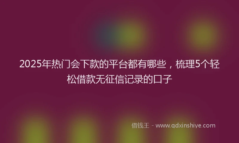 2025年热门会下款的平台都有哪些，梳理5个轻松借款无征信记录的口子