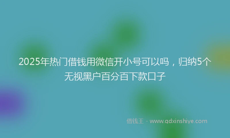 2025年热门借钱用微信开小号可以吗，归纳5个无视黑户百分百下款口子