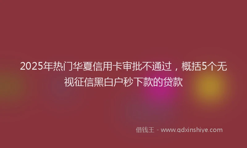 2025年热门华夏信用卡审批不通过，概括5个无视征信黑白户秒下款的贷款