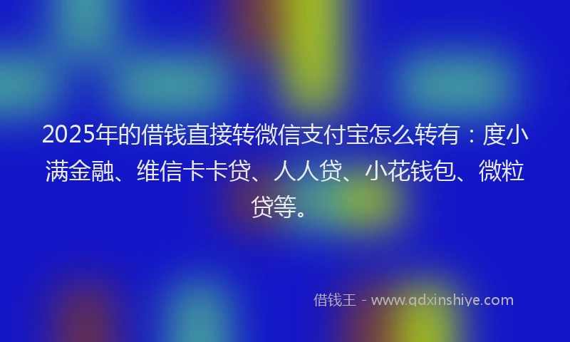 2025年的借钱直接转微信支付宝怎么转有：度小满金融、维信卡卡贷、人人贷、小花钱包、微粒贷等。