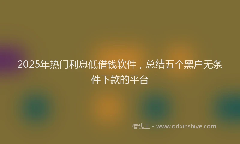 2025年热门利息低借钱软件，总结五个黑户无条件下款的平台