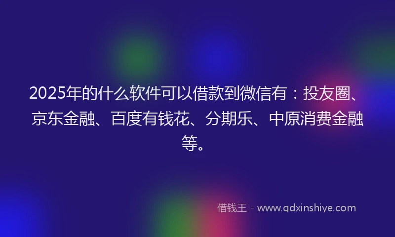2025年的什么软件可以借款到微信有：投友圈、京东金融、百度有钱花、分期乐、中原消费金融等。