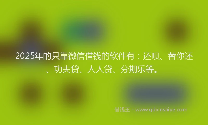 2025年的只靠微信借钱的软件有：还呗、替你还、功夫贷、人人贷、分期乐等。