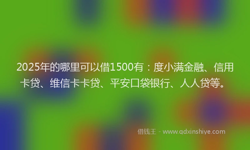 2025年的哪里可以借1500有：度小满金融、信用卡贷、维信卡卡贷、平安口袋银行、人人贷等。