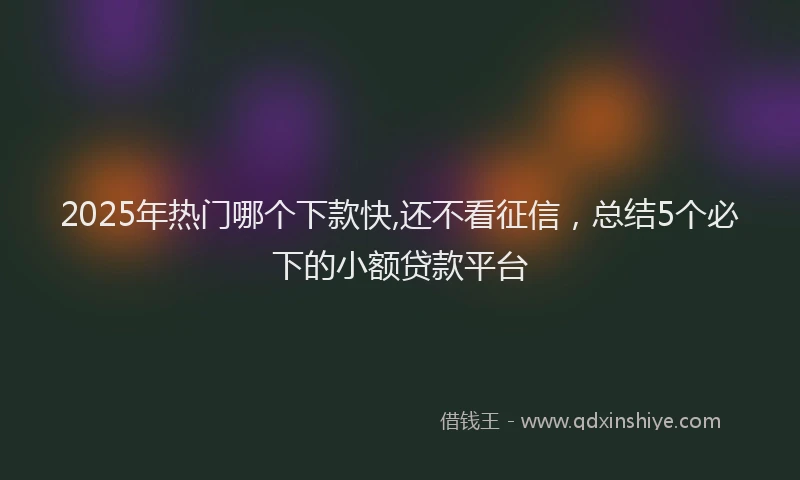 2025年热门哪个下款快,还不看征信，总结5个必下的小额贷款平台