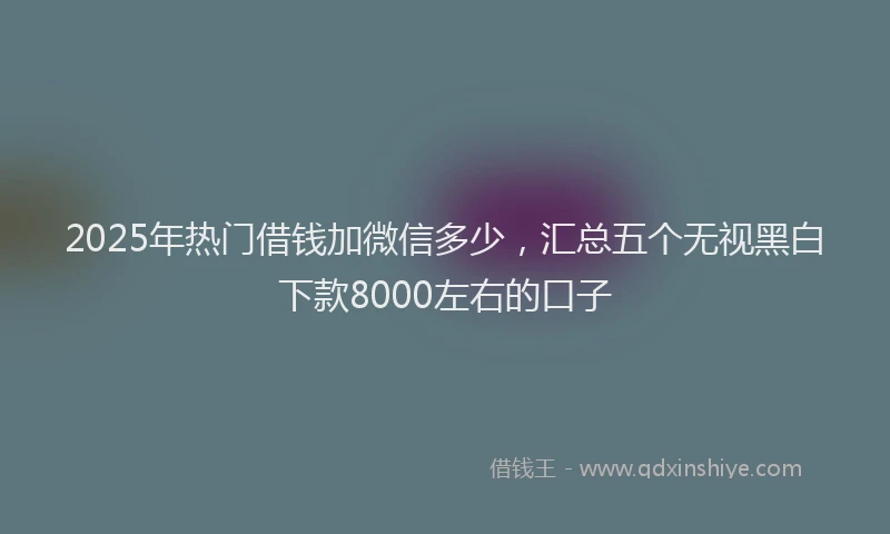 2025年热门借钱加微信多少，汇总五个无视黑白下款8000左右的口子