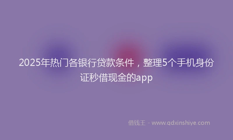 2025年热门各银行贷款条件，整理5个手机身份证秒借现金的app