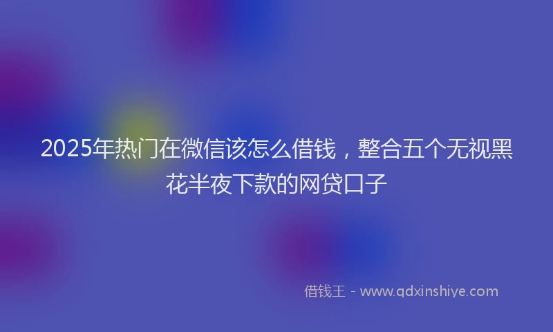 2025年热门在微信该怎么借钱，整合五个无视黑花半夜下款的网贷口子