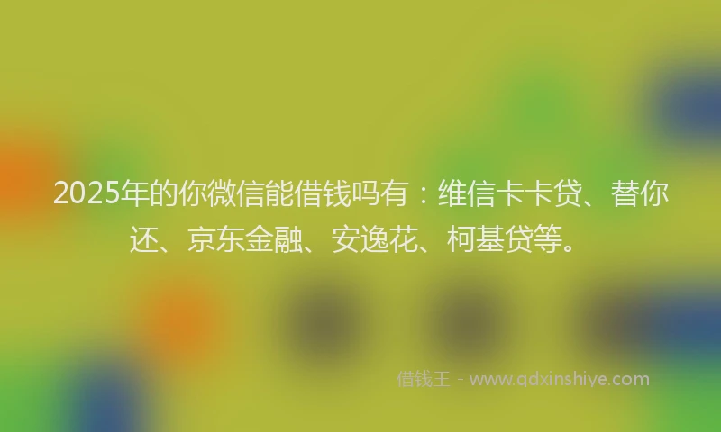 2025年的你微信能借钱吗有：维信卡卡贷、替你还、京东金融、安逸花、柯基贷等。