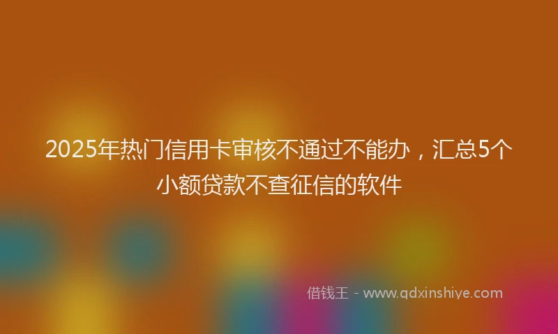 2025年热门信用卡审核不通过不能办，汇总5个小额贷款不查征信的软件