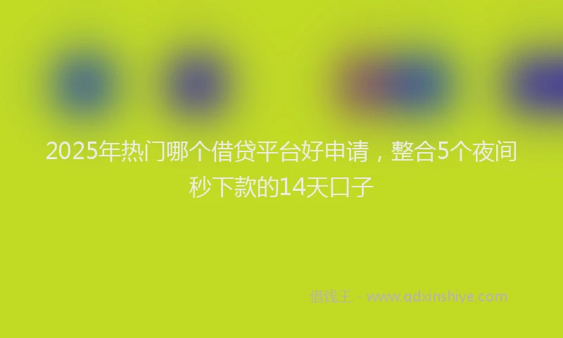 2025年热门哪个借贷平台好申请，整合5个夜间秒下款的14天口子