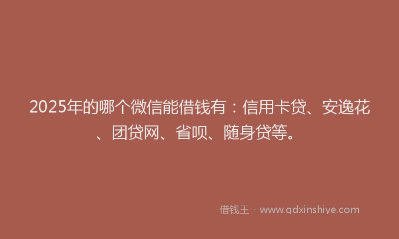 2025年的哪个微信能借钱有：信用卡贷、安逸花、团贷网、省呗、随身贷等。