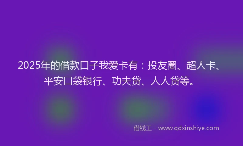 2025年的借款口子我爱卡有：投友圈、超人卡、平安口袋银行、功夫贷、人人贷等。