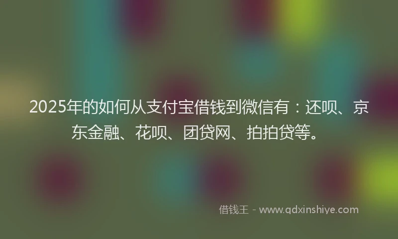 2025年的如何从支付宝借钱到微信有：还呗、京东金融、花呗、团贷网、拍拍贷等。