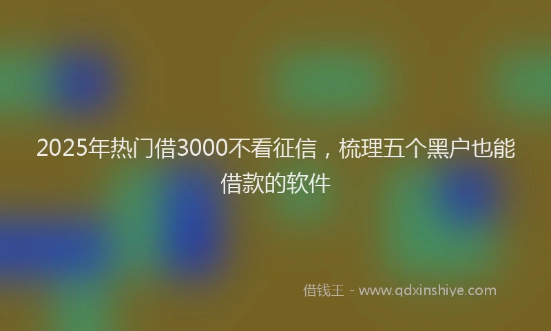 2025年热门借3000不看征信，梳理五个黑户也能借款的软件