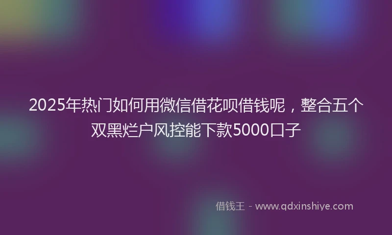 2025年热门如何用微信借花呗借钱呢，整合五个双黑烂户风控能下款5000口子