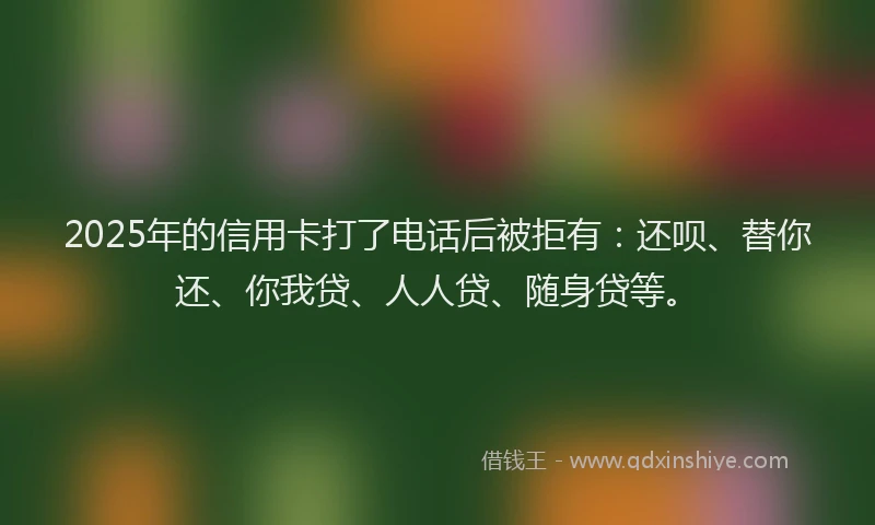 2025年的信用卡打了电话后被拒有：还呗、替你还、你我贷、人人贷、随身贷等。