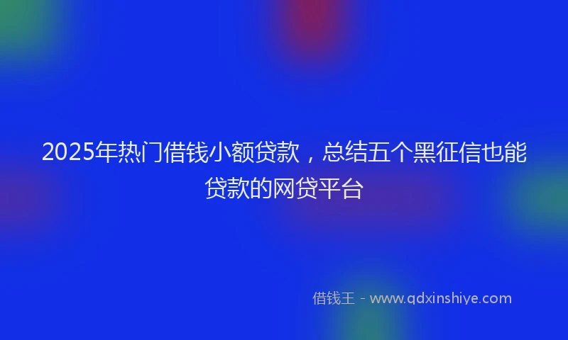 2025年热门借钱小额贷款，总结五个黑征信也能贷款的网贷平台