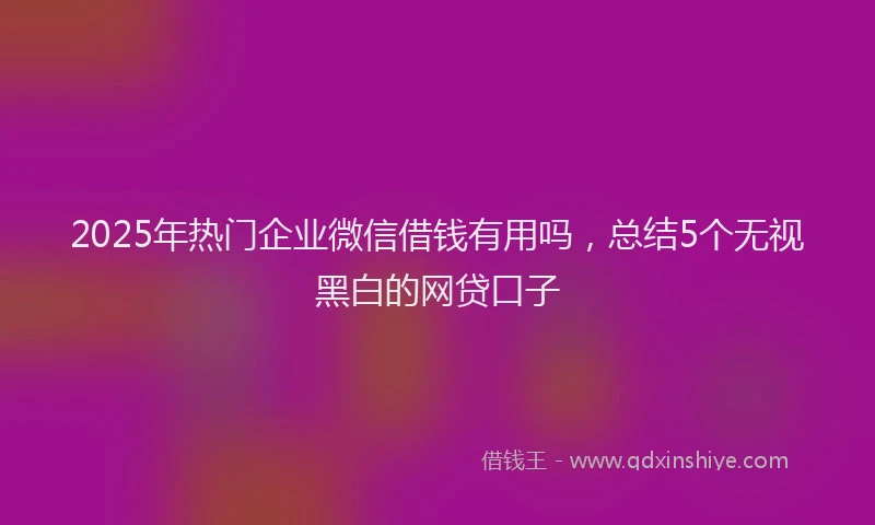 2025年热门企业微信借钱有用吗，总结5个无视黑白的网贷口子