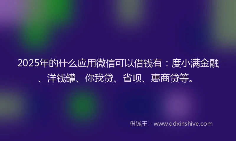 2025年的什么应用微信可以借钱有：度小满金融、洋钱罐、你我贷、省呗、惠商贷等。