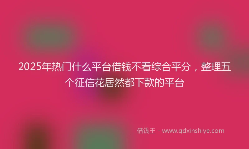 2025年热门什么平台借钱不看综合平分，整理五个征信花居然都下款的平台
