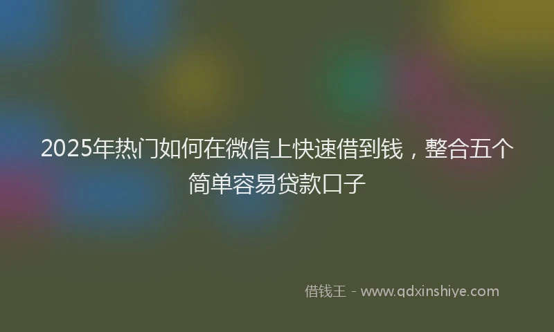 2025年热门如何在微信上快速借到钱，整合五个简单容易贷款口子