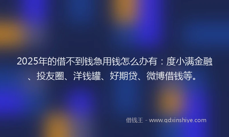 2025年的借不到钱急用钱怎么办有：度小满金融、投友圈、洋钱罐、好期贷、微博借钱等。