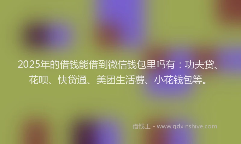2025年的借钱能借到微信钱包里吗有：功夫贷、花呗、快贷通、美团生活费、小花钱包等。