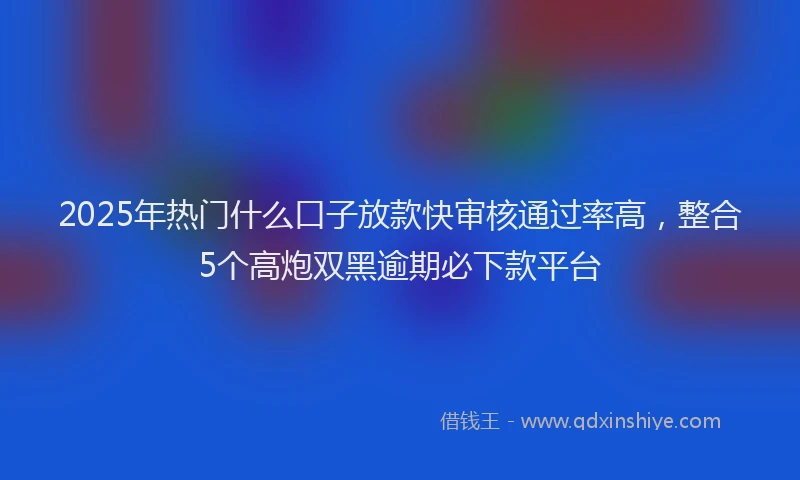 2025年热门什么口子放款快审核通过率高，整合5个高炮双黑逾期必下款平台