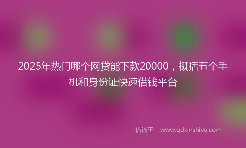 2025年热门哪个网贷能下款20000，概括五个手机和身份证快速借钱平台